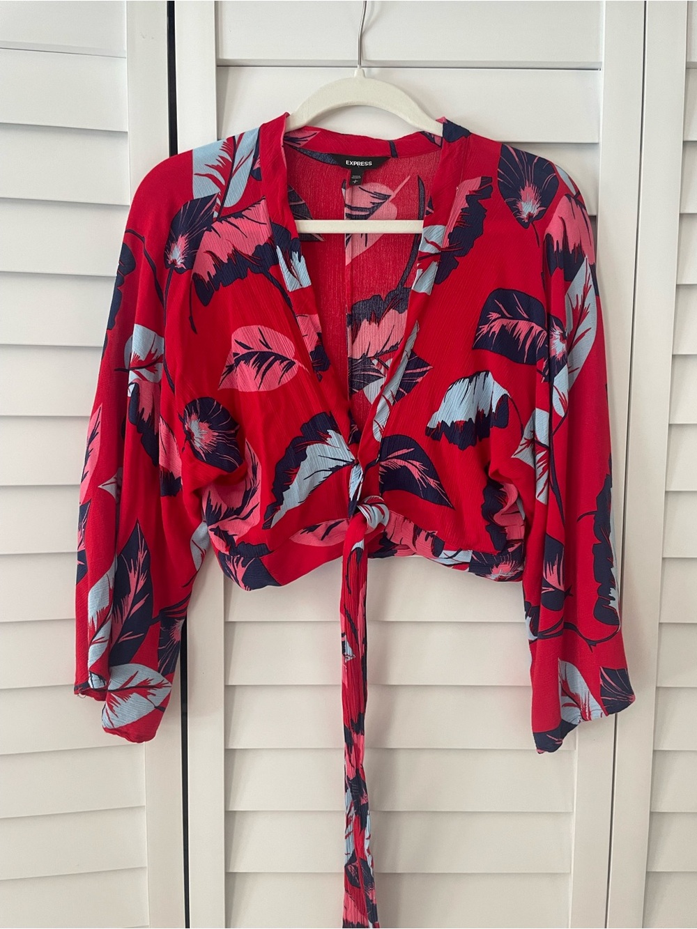 Express Botanical Tie-Front kimono top